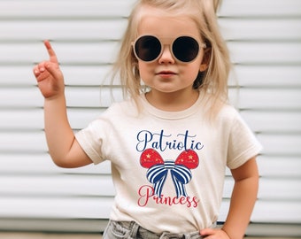 Toddler and Kids Flag Shirt, USA Bow Shirt, Patriotic 4th of July Outfit, Memorial Day Shirt