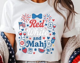 Comfort Colors® Patriotic Mahjong Shirt, American Mahjong, 4th of July Shirt, Mahjong Player, Mahjong Gift for Girls Game Night