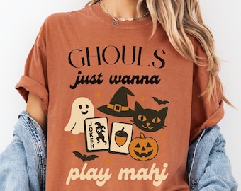 Halloween Ghouls Mahjong Comfort Colors® Shirt, Fall Mahjong Shirt, Funny Game Outfit, Mahjong Player, Mahjong Gift for Girls Game Night
