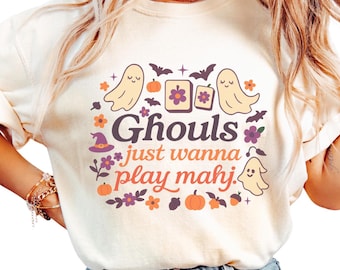 Halloween Ghost Mahjong Comfort Colors® Shirt, Fall Mahjong Shirt, Funny Game Outfit, Mahjong Player, Mahjong Gift for Girls Game Night