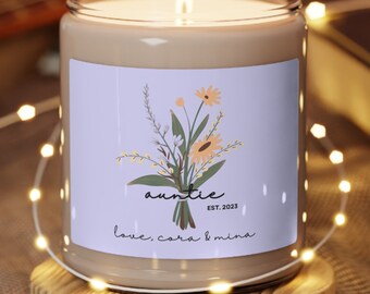 Personalized Auntie Candle, Nontoxic Candle Gift for Grandma, First Time Mom Gift