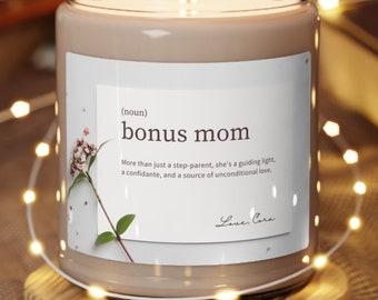 Personalized Bonus Mom Candle, Nontoxic Candle Gift for Stepmom, Gift from Daughter-in-Law