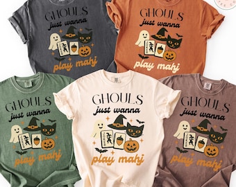 Halloween Ghouls Mahjong Comfort Colors® Shirt, Fall Mahjong Shirt, Funny Game Outfit, Mahjong Player, Mahjong Gift for Girls Game Night