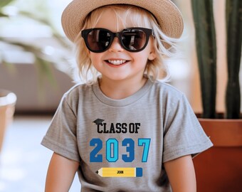 Personalized Class of 2037 Shirt, Custom Boys Kindergarten Shirt, Preschool Graduation Gifts