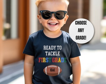 Personalized First Grade Boys Shirt, 2nd grade shirt, 3rd grade shirt, 4th grade shirt, 5th grade shirt, Back to School Kids Football Shirt