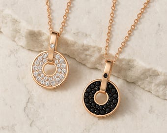 Gold-Plated Gemstone Pendant Necklace: Minimalist Round Jewelry