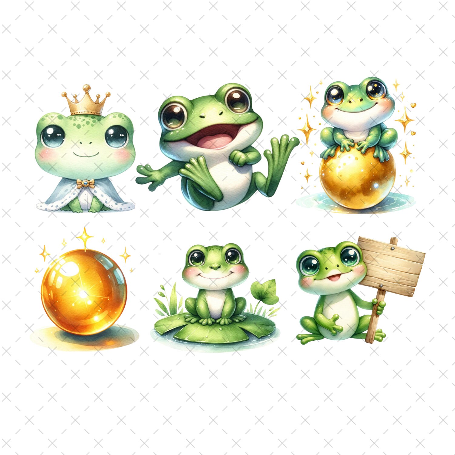 Princess and Frog Clipart: Watercolor Fairytale PNG (digital Download ...