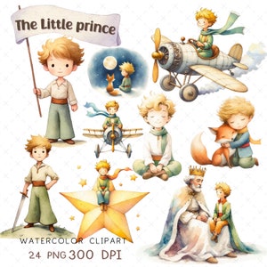 Principito Clipart le petit Prince imprimir principito acuarela PNG Ilustración príncipe imagen vivero tema Cuento de hadas cumpleaños para niño