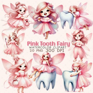 Tooth fairy Clipart Watercolor Tooth Fairy PNG Tooth fairy Clipart Fairy sublimation design Magical Fairy image file Nursery decor design