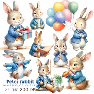 Peter konijn Clipart Schattig konijntje sublimatie Peter konijn PNG nuresr kunst aan de muur Verjaardagsthema Peter konijn sublimatie jongen baby shower ontwerp