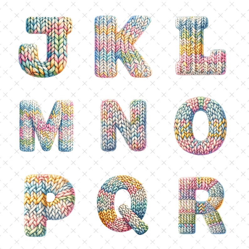 Yarn Letter R Knitted Alphabet Clipart: Watercolor Yarn Letters (PNG Digital Download ...