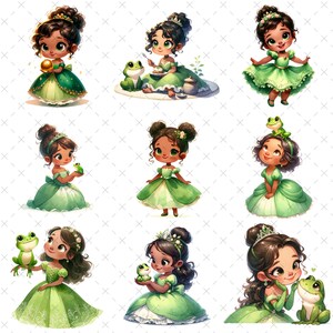 Princess and Frog Clipart: Watercolor Fairytale PNG (digital Download ...