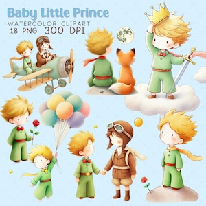 Pequeno Príncipe Clipart le petit Prince imprimir pequeno príncipe Aquarela PNG Ilustração Tema de menino Conto de fadas le petit prince aniversário lindo menino