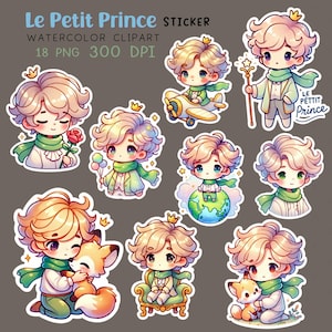 Le petit Prince Druck kleiner Prinz Aquarell kleiner Prinz Aufkleber Junge Clipart PNG Illustration Prinz Bild Kinderzimmer Thema Märchen
