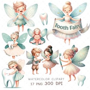 Clipart aquarelle fée des dents PNG fée des dents clipart fée des dents sublimation fichier image fée magique conception de décoration de chambre d'enfant