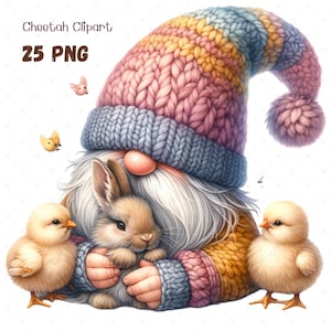 Easter Gnome watercolor clipart Gnome sublimation Flower Spring Gnome Easter eggs Gnome Illustrations Images files Gnome clipart set