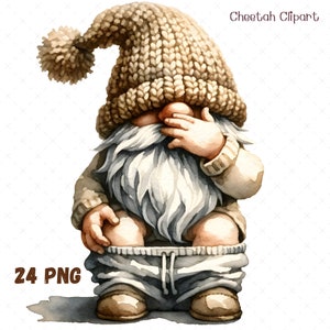 Toilet Gnome aquarel clipart sublimatie ontwerpen toilet clipart ontspannende Gnome toilet citaten kwekerij decor Gnome minnaar kinderkamer kunst aan de muur