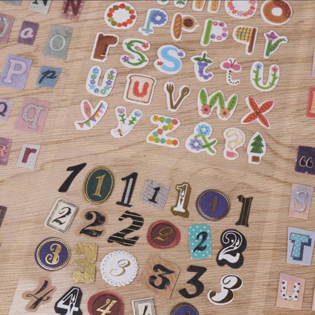 Floral Alphabet Number Sticker Set: Mixed Media Journal Scrapbook ...