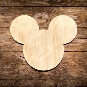 Recorte en forma de madera de cabeza de Mickey para manualidades de bricolaje, madera de cabeza de ratón, decoración de la habitación del hogar y de los niños, decoraciones de fiesta de cumpleaños, confeti de madera, muchos tamaños