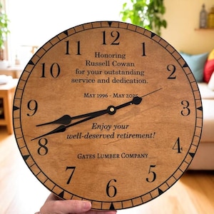 Personalized Gift for Retiring Person, Retirement Personal Gift, Clock Retirement Gift, COMPLETELY CUSTOMIZABLE Engraved Wooden Clock Gift
