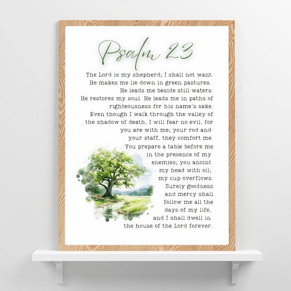 Downloadable Psalm 23, Psalm 23 Digital Download Printable, Psalm 23 Wallart Print, Downloadable Psalm 23 Prints, Psalm Printing, Bible Art