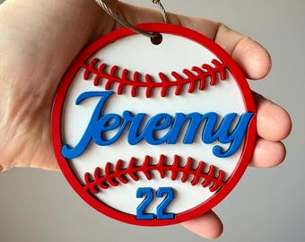 Sport Bag Tags Baseball, Personalized Baseball Team Gift, Baseball Backpack Keychain, Baseball Personalized Keychain 3D, Bulk Baseball Gift