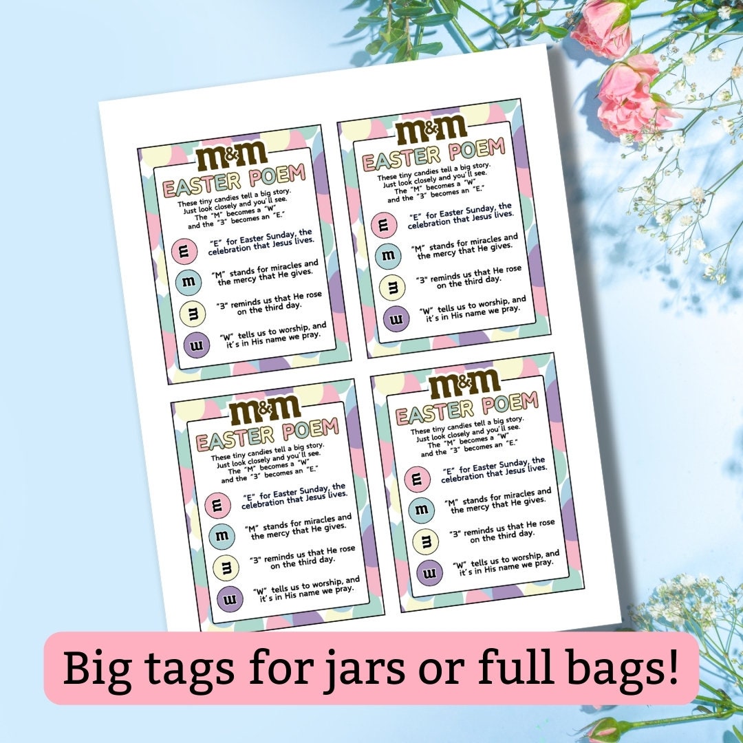 EASTER M&amp;M Story Printable, Easter Poem, Easter Church Printable ...