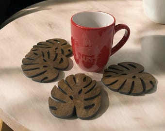 MONSTERA COASTERS, monstera coaster SET, cheese plant coasters, leaf plant coaster, plant ladies gift, cheese plant gift, monstera gift