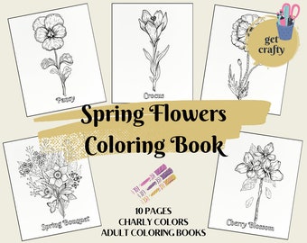 Spring Flowers - Adult Coloring Book
