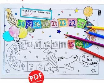 Back-to-School Countdown Coloring Page | Printable PDF | Back to School for Kids | Back-to-School Gift Idea