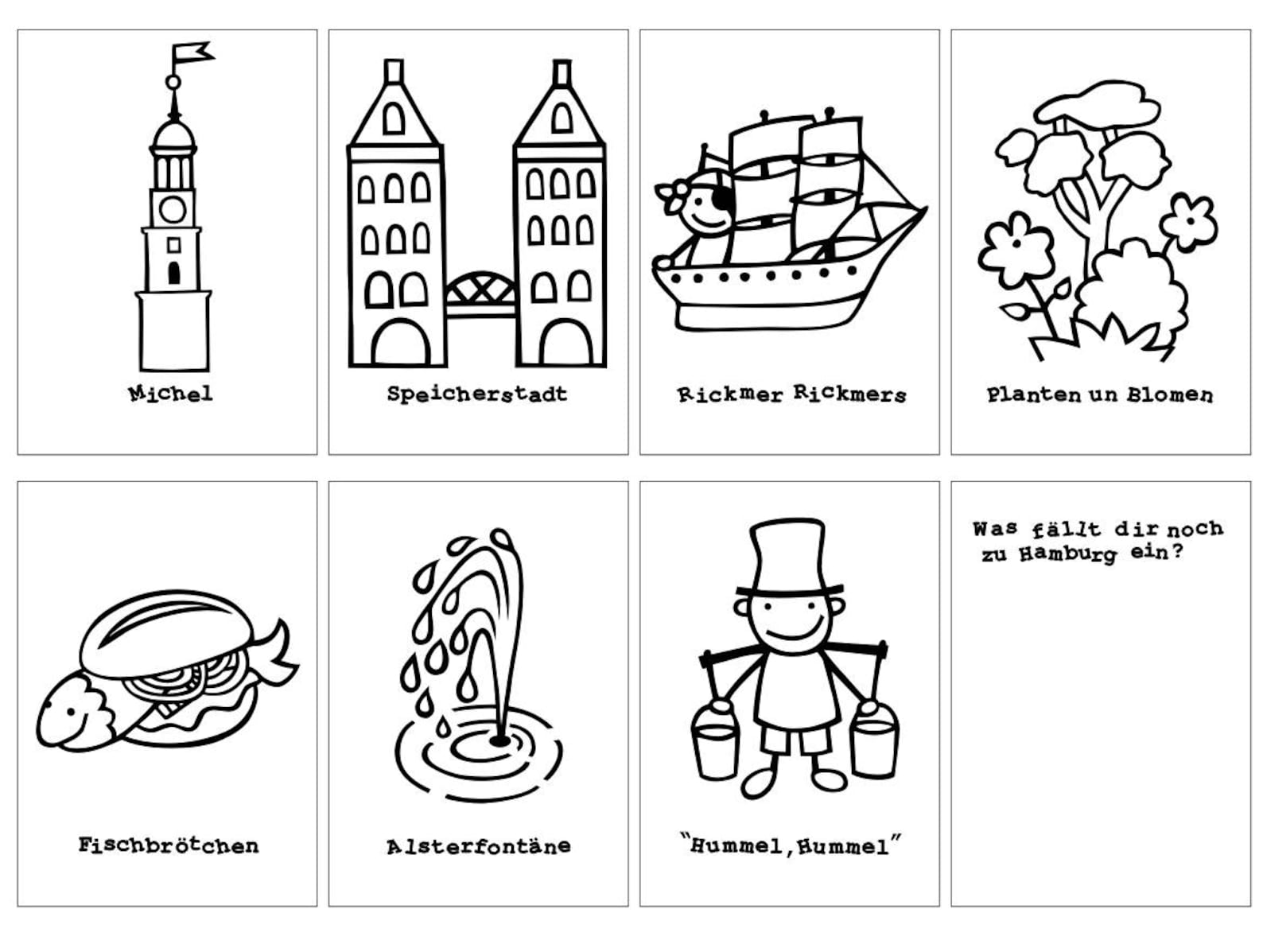 Hamburg Malbuch Hamburg zum Ausmalen - Etsy.de