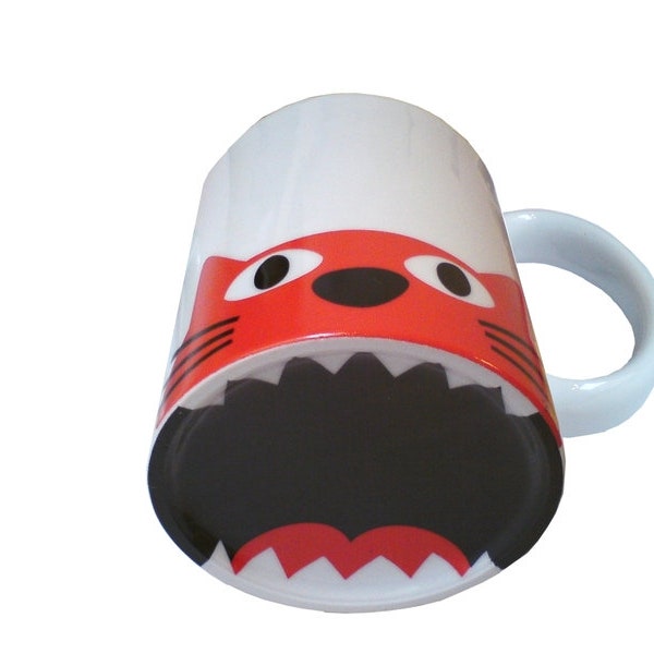 Linkshänder-Tasse Kaffeebecher Mahlzeit Katze
