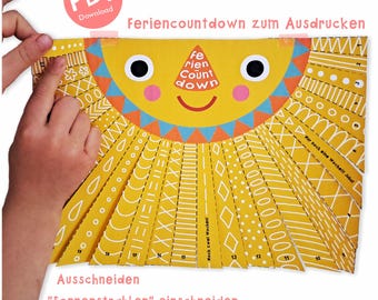 Summer Break Countdown Calendar for Kids | 28 Days Printable (US letter) | Holiday Countdown | School Countdown | German and English version