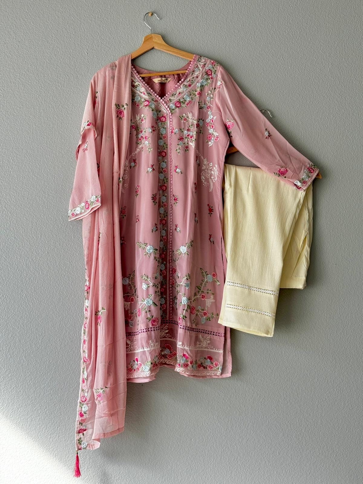 Light Pink Kurta Jacquard Trouser