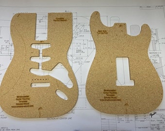 Plantilla de guitarra Stratocaster con planos