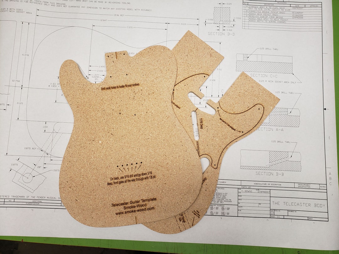 Telecaster Guitar Template Etsy Telecaster Guitar Template Etsy