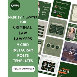 Criminal Law Firm Instagram Templates| Attorney Posts| IG Legal Canva Template |Editable Lawyer Social Media Templates | Marketing Templates