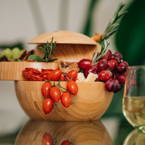 Plateau de service à plusieurs niveaux en bambou : service à charcuterie pour tapas respectueux de l'environnement