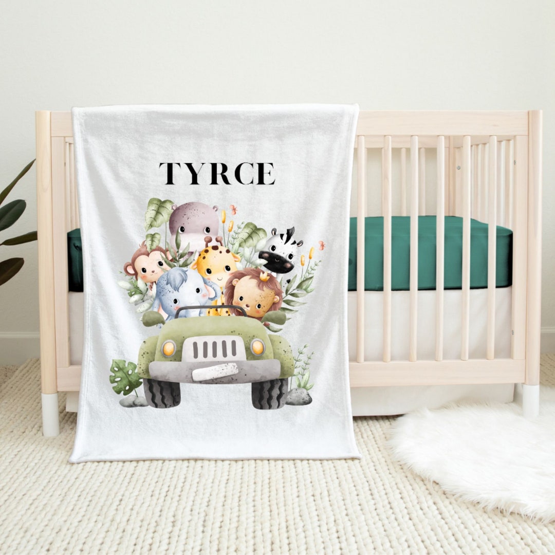 Personalized Safari Animals Baby Blanket, Jungle Nursery Decor - Etsy