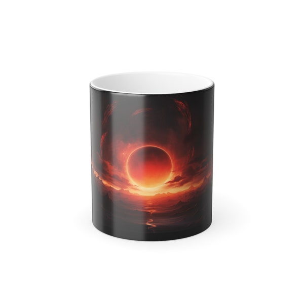 Custom / Color Morphing Mug / Color Changing Mug / Hot And Cold Mug  / Heat Activated Mug / Picture Mug / Dark Eclipse / 11oz