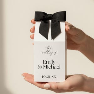 PRINTED Personalized Wedding Favor Box with Ribbon