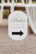 PRINTED Classic Collection Double-Sided Wedding Yard Sign w/ Stake, Oval Sign, Reception Ceremony Parking Arrow Sign, Custom Outdoor Signage