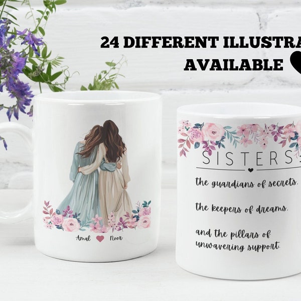 Personalized Sisters Coffee Mug, Unique Gift For Sister, Custom Sisters Name Tea Cup, Sister Quote Mug, Gift For Her, Best Sister Present
