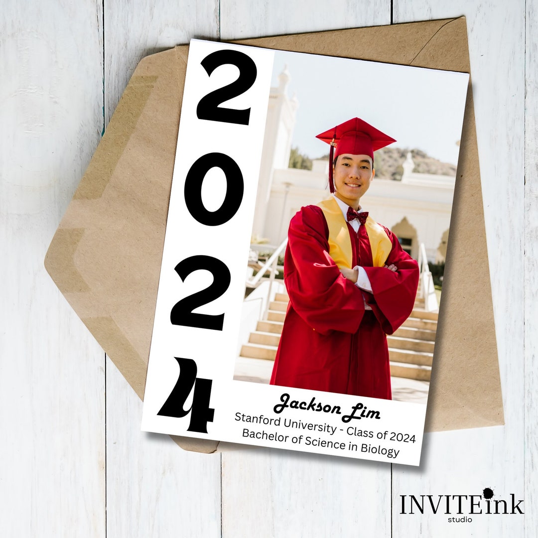 Simple and Bold Year Graduation Announcement Template | Editable Canva ...