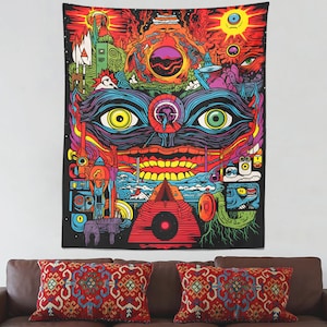 Large Fantasy Wall Tapestry, Psychedelic Hippie Tapestry,Trendy Wall Hanging,Colorful Wall Art,Wall Decor for Living Room Bedroom Dorm