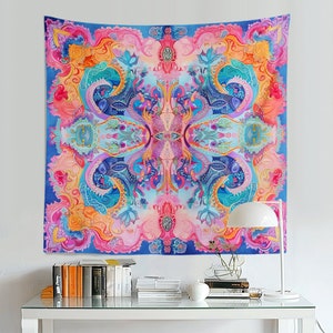 Psychedelic Hippie Tapestry,Vintage Bohemian Wall Hanging,Indian Mandala Wall Decor,Trippy Sacred Wall Art,Tapestry Gift