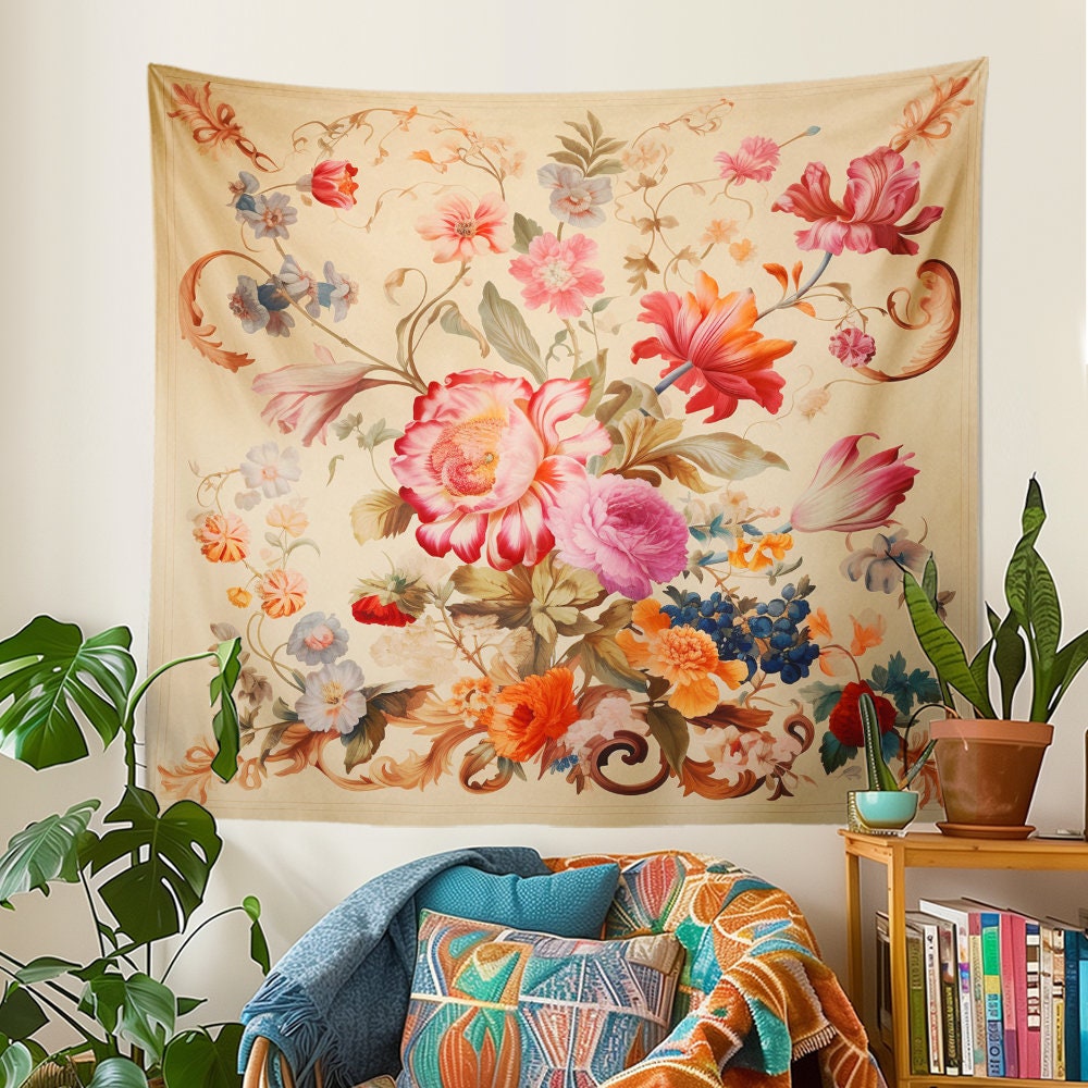 Vintage floral wall tapestry sale
