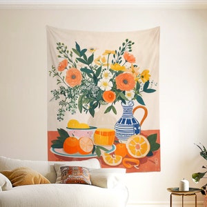 レトロな花柄タペストリー 油絵 花柄タペストリー 壁掛け 芸術的 ヴィンテージスタイル ホームデコレーション リビングルーム 寝室 寮用 壁飾り
