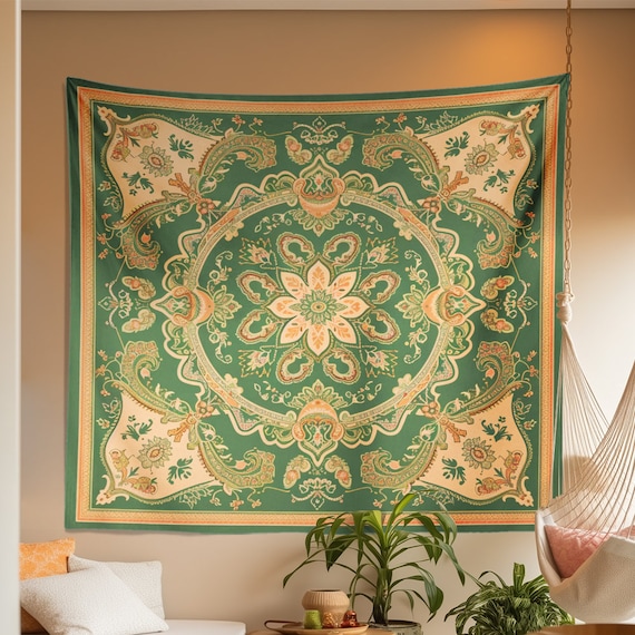 Bohemian Tapestry boho Art Wall Hanging vintage Floral Home Decoration psychedelic Hippie Wall Art Decor for Living Room Bedroom Dorm Etsy