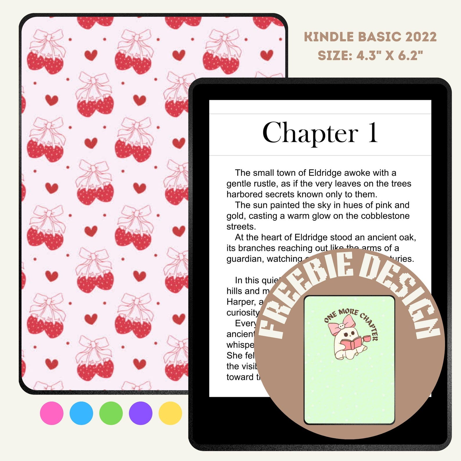 Kindle Insert Girly Decor Coquette Pink E-reader Printable Digital ...